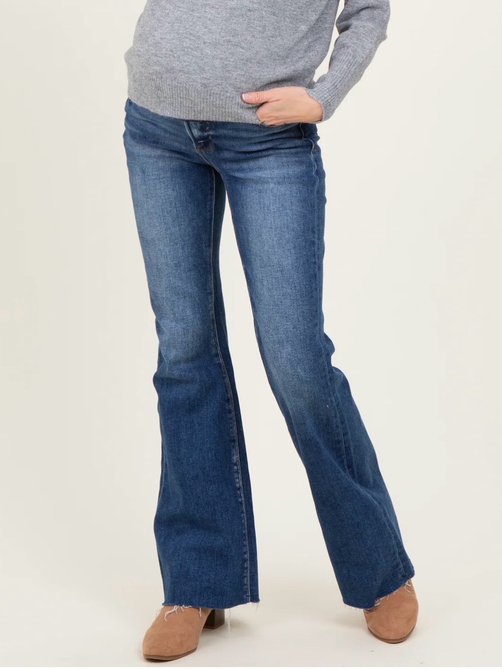 EUC- Pinkblush Raw Hem Slight Flare / Boot Cut Maternity Stretch Jeans